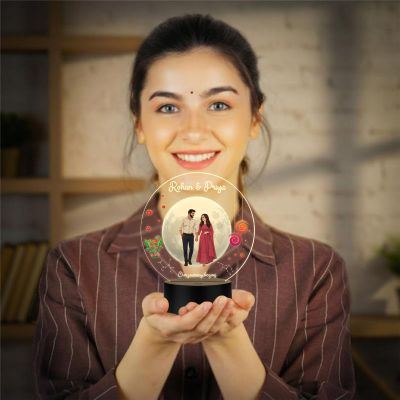 Personalized Couple Name LED Night Light, Our Journey Begins Quote Acrylic Lamp with Warm White Black Base Gift for Couple New Journey Gift